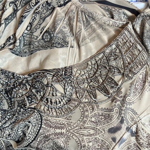 Croft & Barrow Women Plus 2X Paisley Print Tunic Embroidered Asymmetric Blousy - Picture 11 of 16